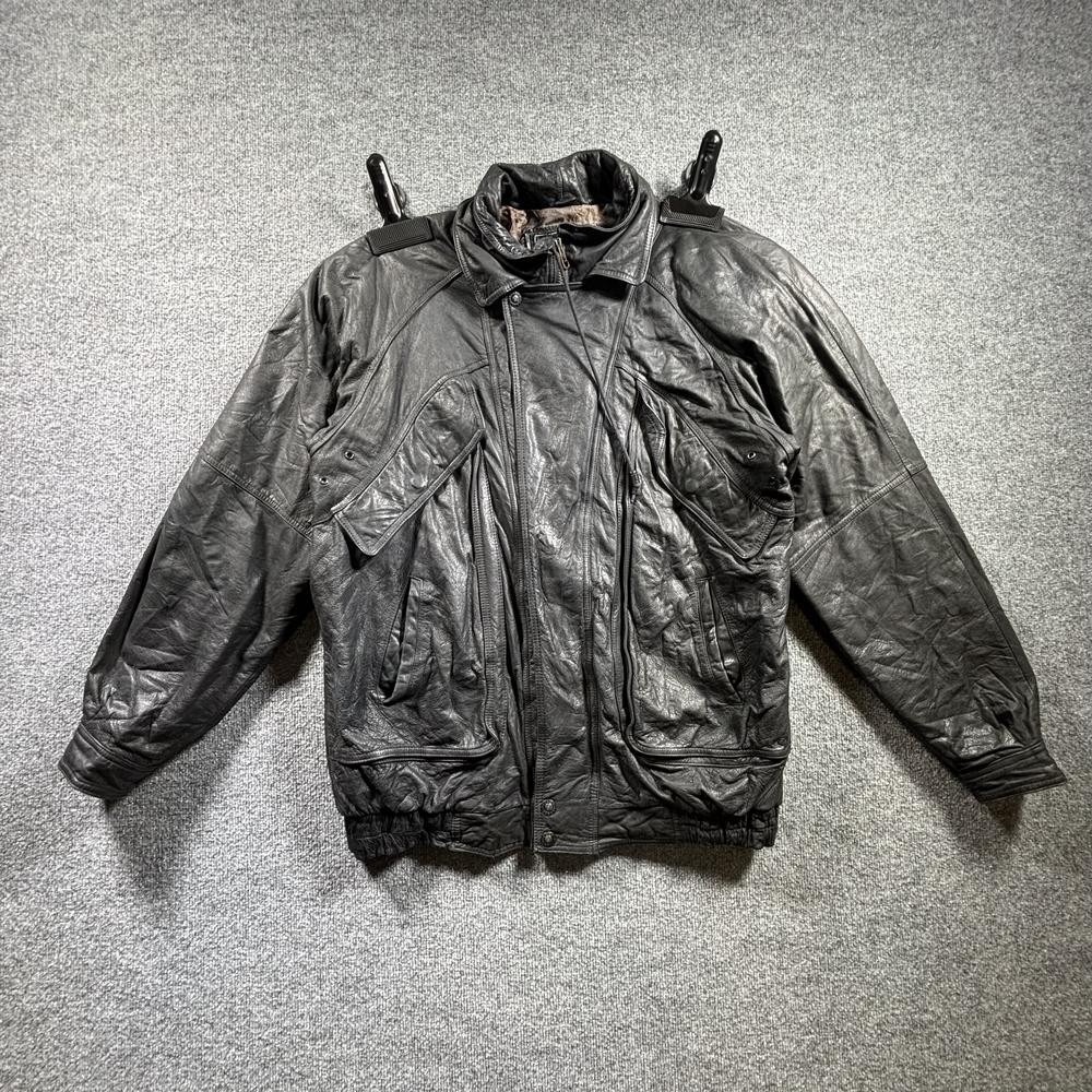 Leather Limited Motorcycle Jacket Men's 2XLT Black Moto Riding Racing Full-Zip